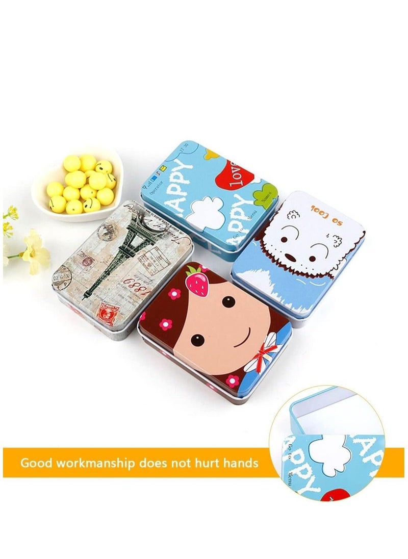 8 Piece Iron Storage Box, Small Metal Box Portable Empty Metal Box with Lid Vintage Rectangular Iron Box Tins Container Rectangular Hinged Containers Small Storage Kit Mini Portable Tin Box