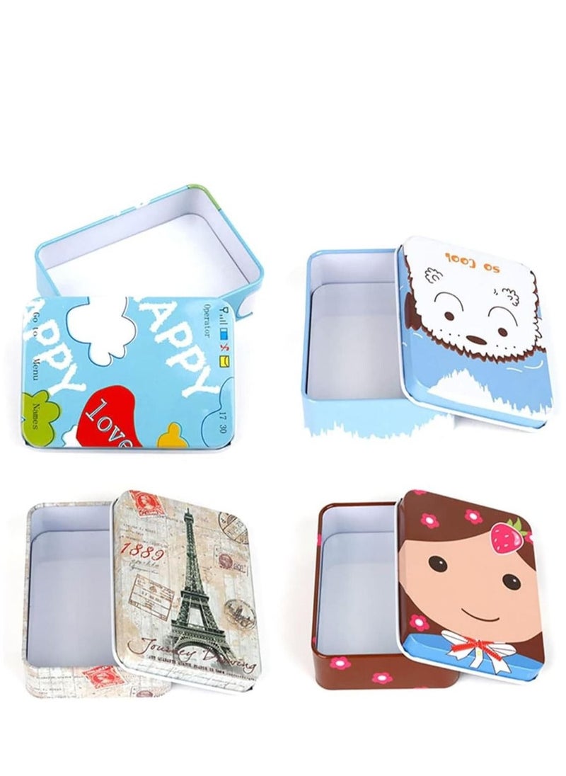 8 Piece Iron Storage Box, Small Metal Box Portable Empty Metal Box with Lid Vintage Rectangular Iron Box Tins Container Rectangular Hinged Containers Small Storage Kit Mini Portable Tin Box