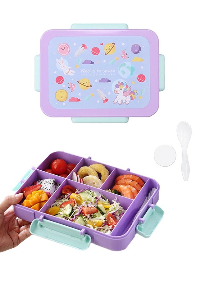 Bento Box, Lunch Box 1200 ML, 4 Compartments Leak Proof Balanced Meal Bento Box, Insulated Lunch Box for Kids and Adults with Utensils and Sauce Box, for School, Office Picnics and Travel(Purple)