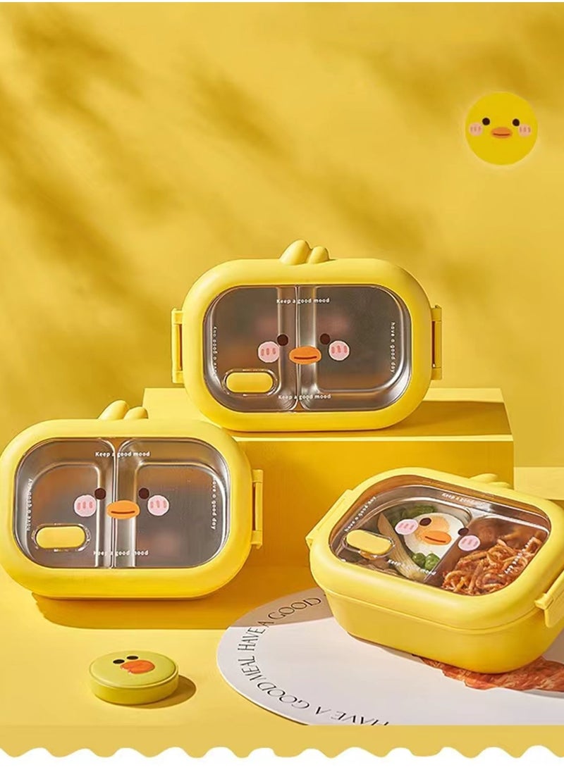 Lunch Box Kids, Bento Box Adult Lunch Box, Lunch Containers for Adults/Kids/Toddler,304 Stainless Steel-2 Compartment Microwave u0026 Dishwasher u0026 Freezer Safe - Yellow