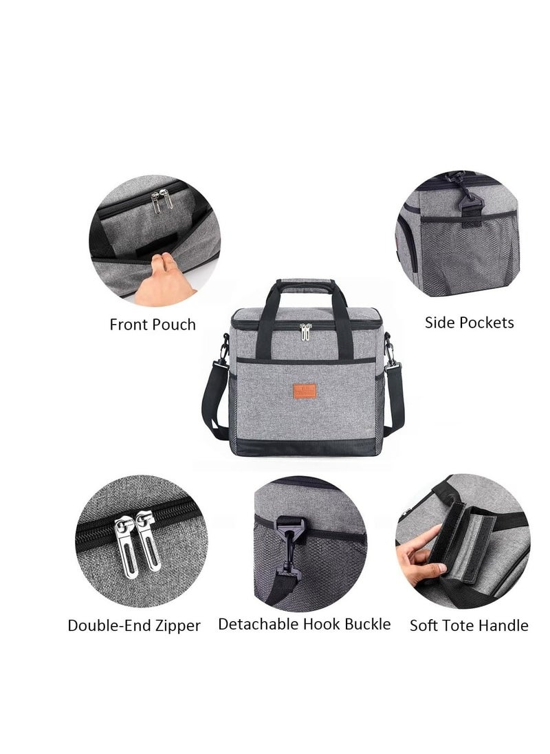 Cooler Bag, Insulated Bag, Portable Thermal Bag Tote Bag For Picnic Travel, Insulated Lunch Bag with Shoulder Strap for Adults Women Men, Waterproof Leakproof Bento Bag for Office School (15L)