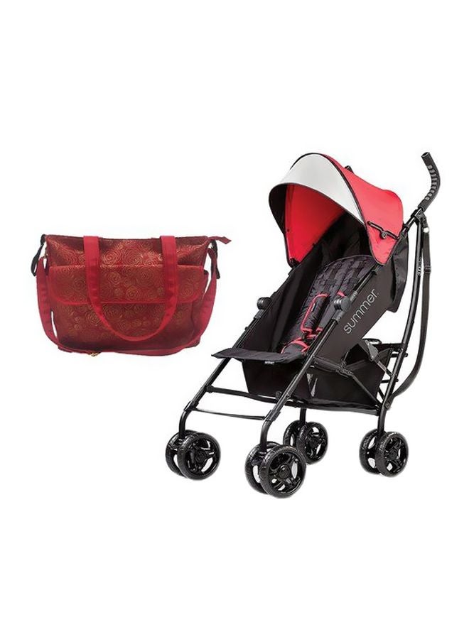 3D Tote Single Stroller With Diaper Bag - Black/White/Red