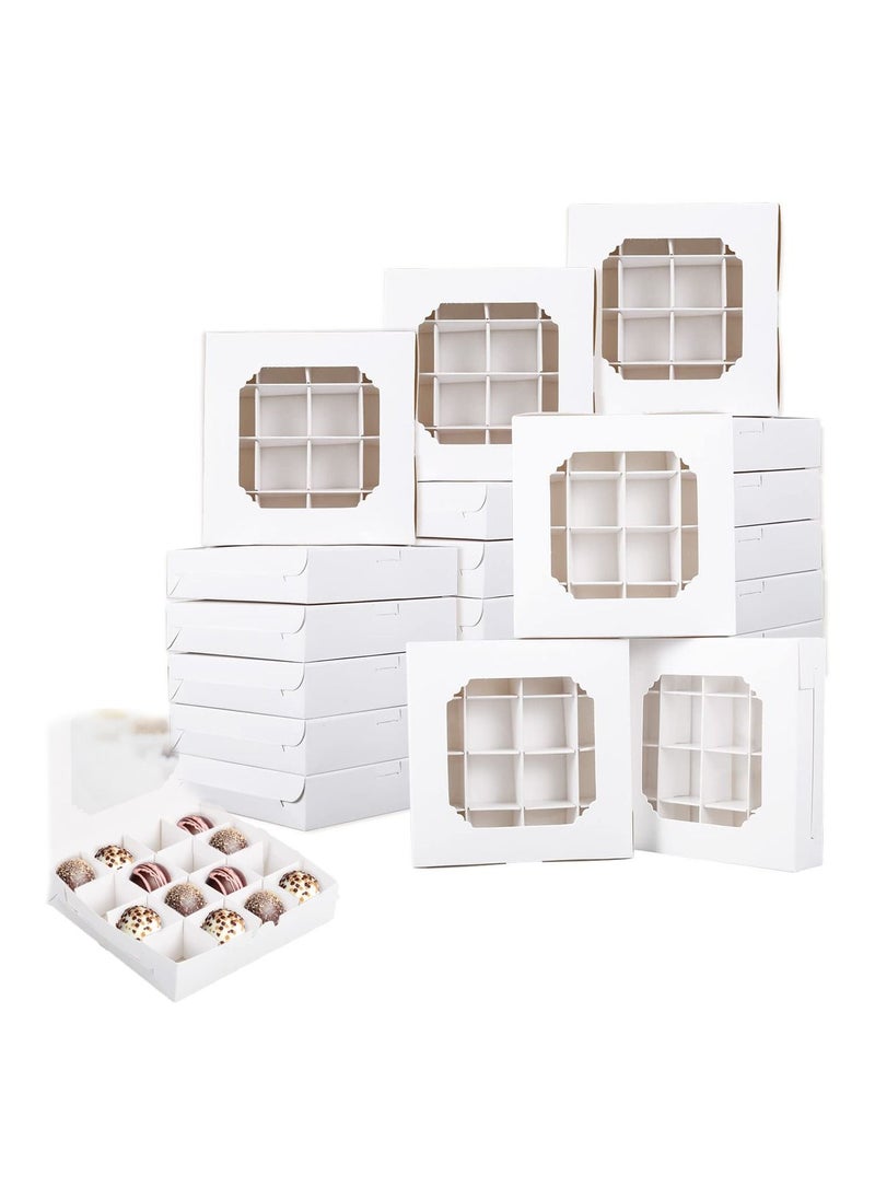 Cupcake Boxes, Windowed Empty Sweet Boxes with Insert Pick and Mix Cupcake Boxes for Sweets, Chocolates, Truffles, and Pastries 20PCS