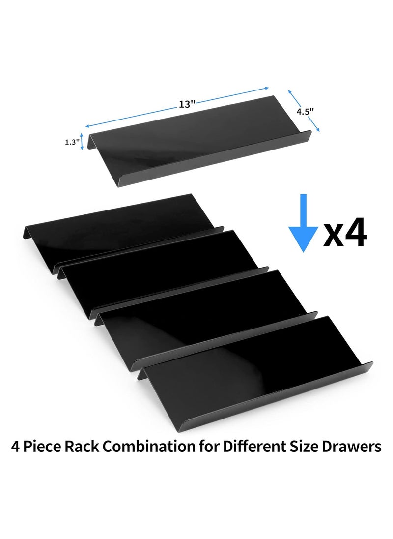 Spice Drawer Organizer for Drawer Wider Than 13 inches, Black Acrylic 4 Tier Seasoning Jars Drawer Insert, Kitchen Spice Rack Tray for Drawer/Countertop (Jars not included)