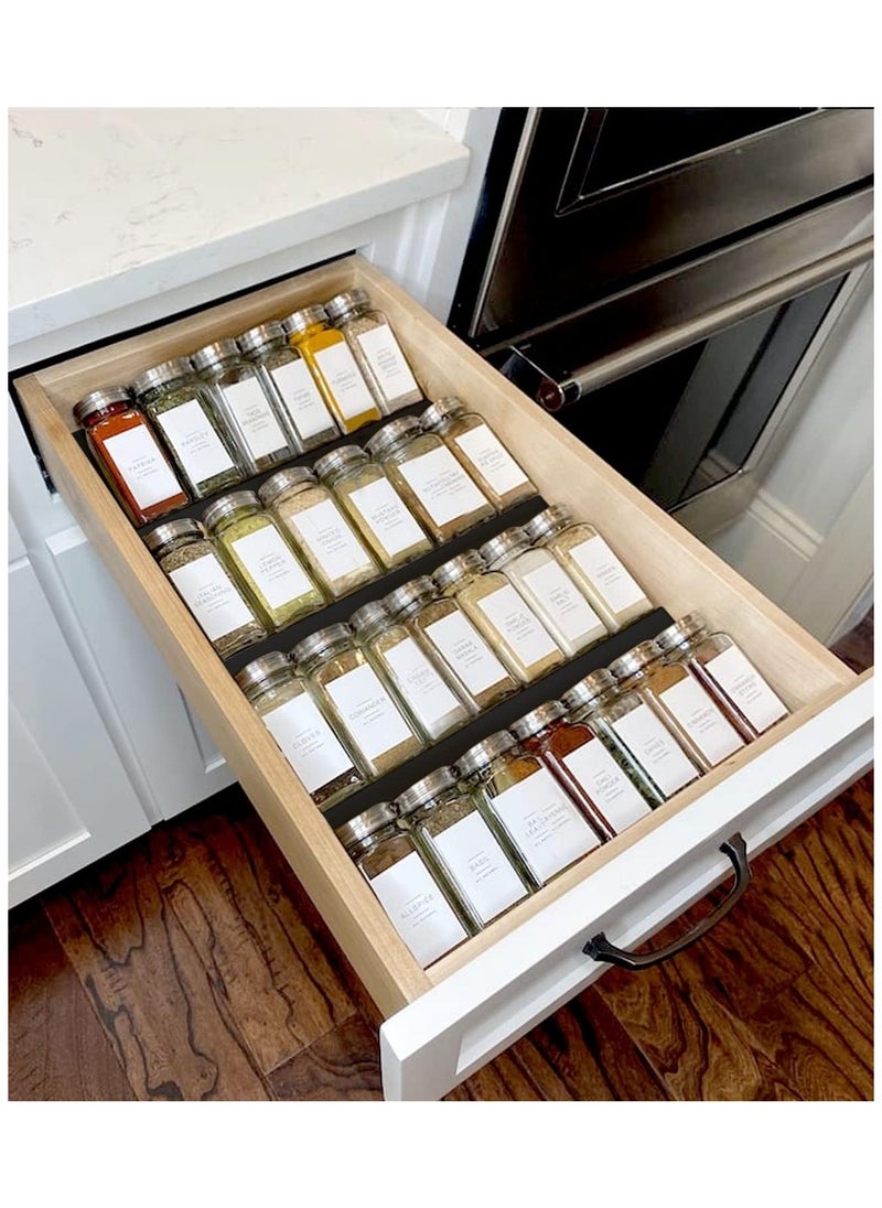 Spice Drawer Organizer for Drawer Wider Than 13 inches, Black Acrylic 4 Tier Seasoning Jars Drawer Insert, Kitchen Spice Rack Tray for Drawer/Countertop (Jars not included)