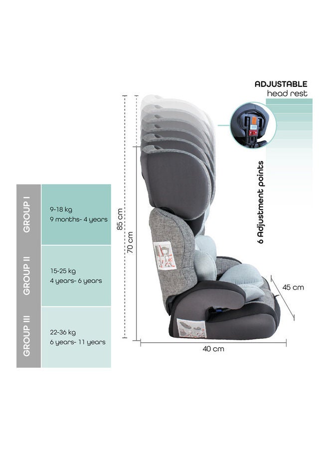 Tolo - Baby/Kids Car seat (Group-1,2,3)-Textured Grey