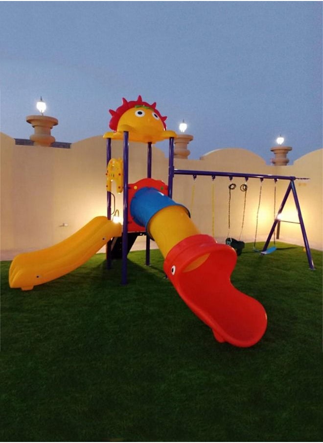 Outdoor Combination Children Climbing Swing Slide Playground Equipment With Basketball Hoop