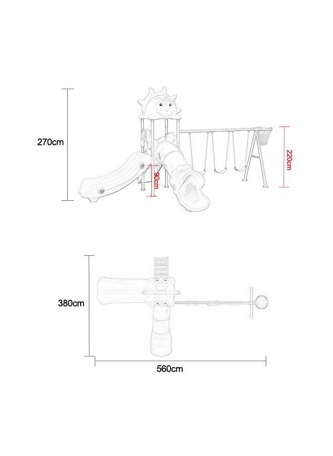 Outdoor Combination Children Climbing Swing Slide Playground Equipment With Basketball Hoop