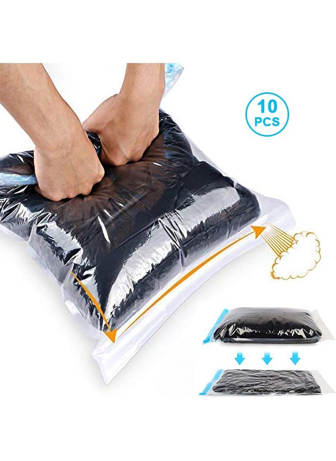 10Pcs Compression Bags for Travel, Travel Essentials, No Vacuum or Pump Needed Space Saver Bags, Vacuum Storage Bags for Travel Accessorie, Travel and Home Packing Organizers (transparent)