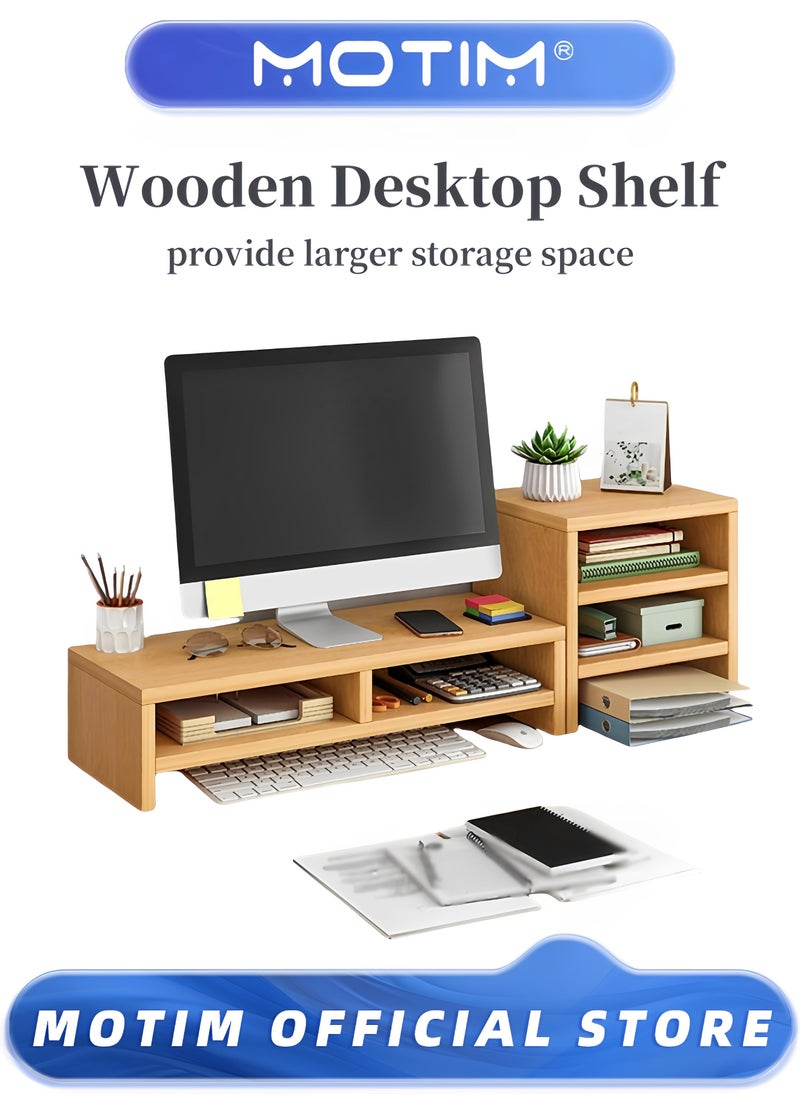 Desk Shelf Organizer Wood Equipped with Monitor Elevated Stand for Greater Storage Desktop Shelf for Home Office Desk Writing