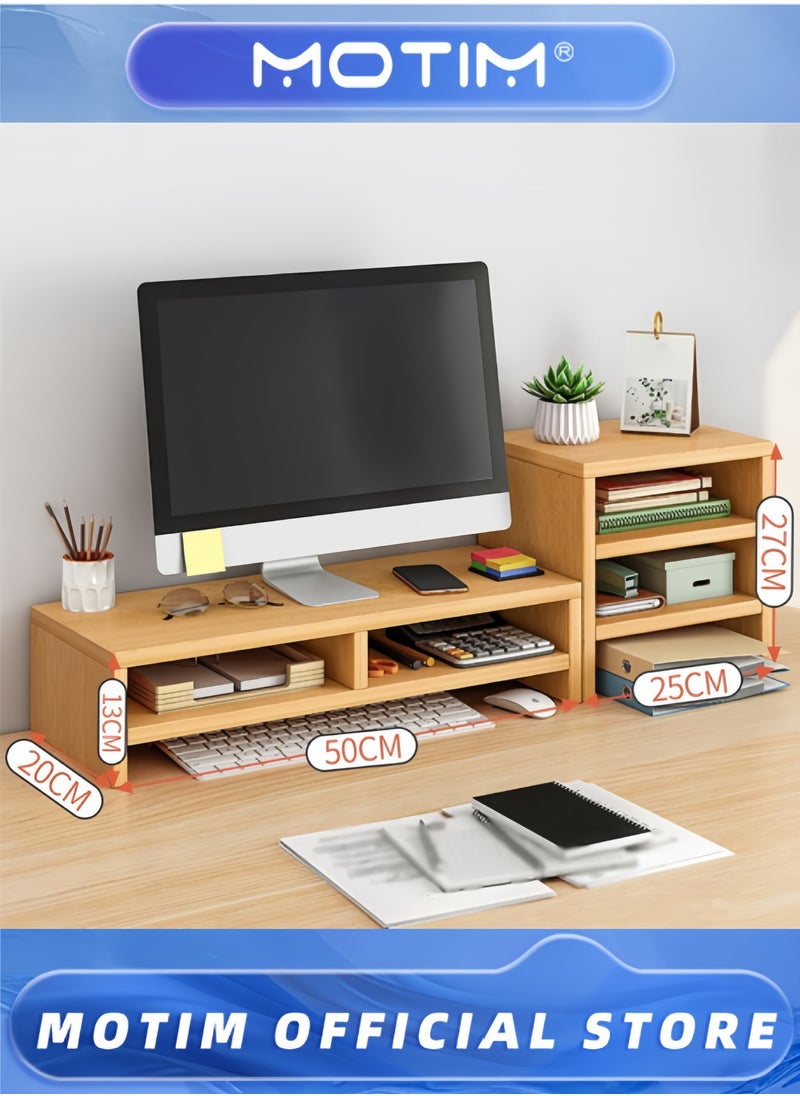 Desk Shelf Organizer Wood Equipped with Monitor Elevated Stand for Greater Storage Desktop Shelf for Home Office Desk Writing