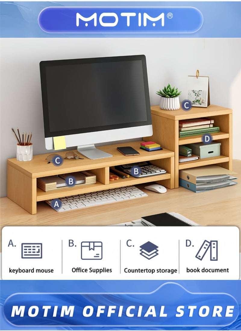 Desk Shelf Organizer Wood Equipped with Monitor Elevated Stand for Greater Storage Desktop Shelf for Home Office Desk Writing