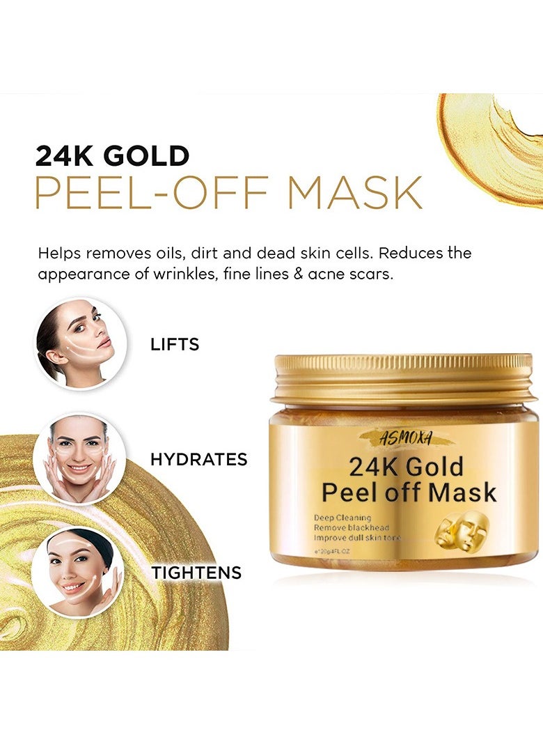 24k Gold Peel-off Mask, Remove Blackheads And Acne, Cleanse Facial Skin 120g