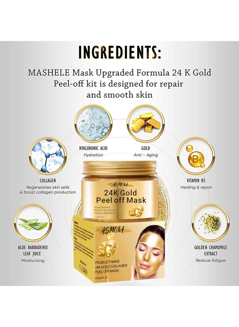 24k Gold Peel-off Mask, Remove Blackheads And Acne, Cleanse Facial Skin 120g