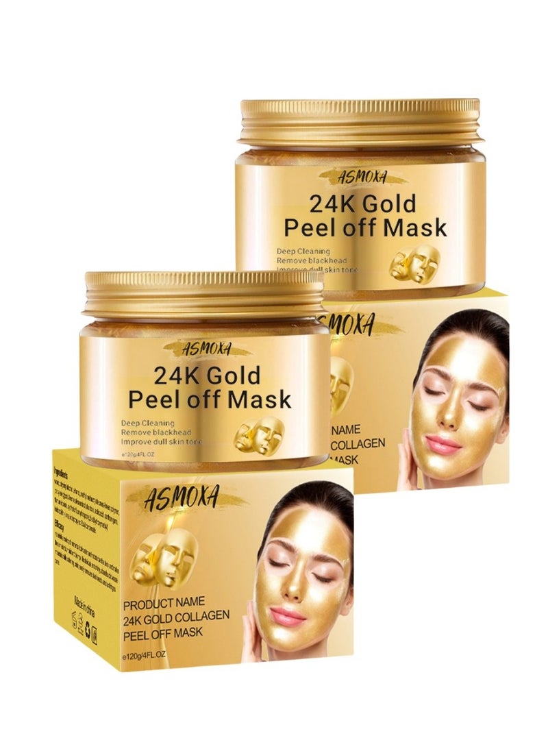 2-PACK 24k Gold Peel-off Mask, Remove Blackheads And Acne, Cleanse Facial Skin 120g*2