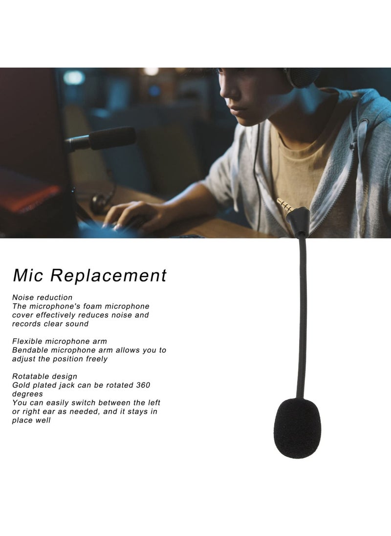 Mic Replacement for Gaming Headset, for Hyper X Cloud II Wireless, Cloud Core, Cloud Pro Silver Cloudx, Detachable Game Microphone, Noise Reduction, 3.5mm Plug