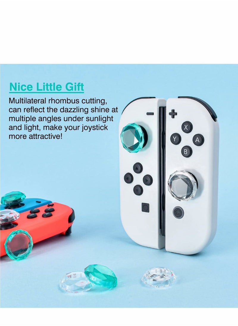 Thumb Grip Caps Compatible with Switch Lite OLED Joy Con, 4PCS 3D Crystal Clear Console Joystick Cover