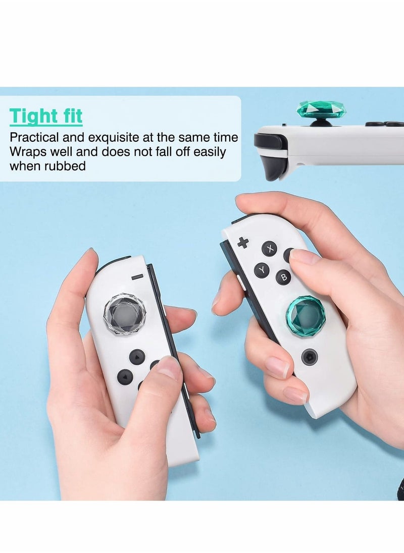 Thumb Grip Caps Compatible with Switch Lite OLED Joy Con, 4PCS 3D Crystal Clear Console Joystick Cover