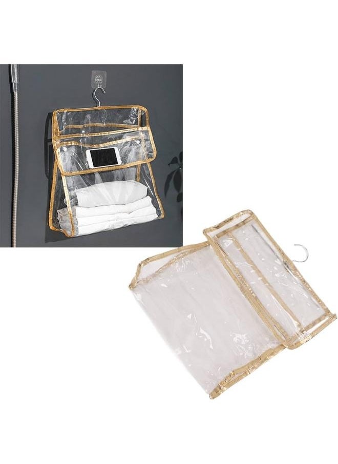 Transparent Bathroom Storage Bag Bathroom Bath Clothes Towel Storage Bag Thickened PVC Waterproof Storage Hanging Bag Size: 39*37*17cm