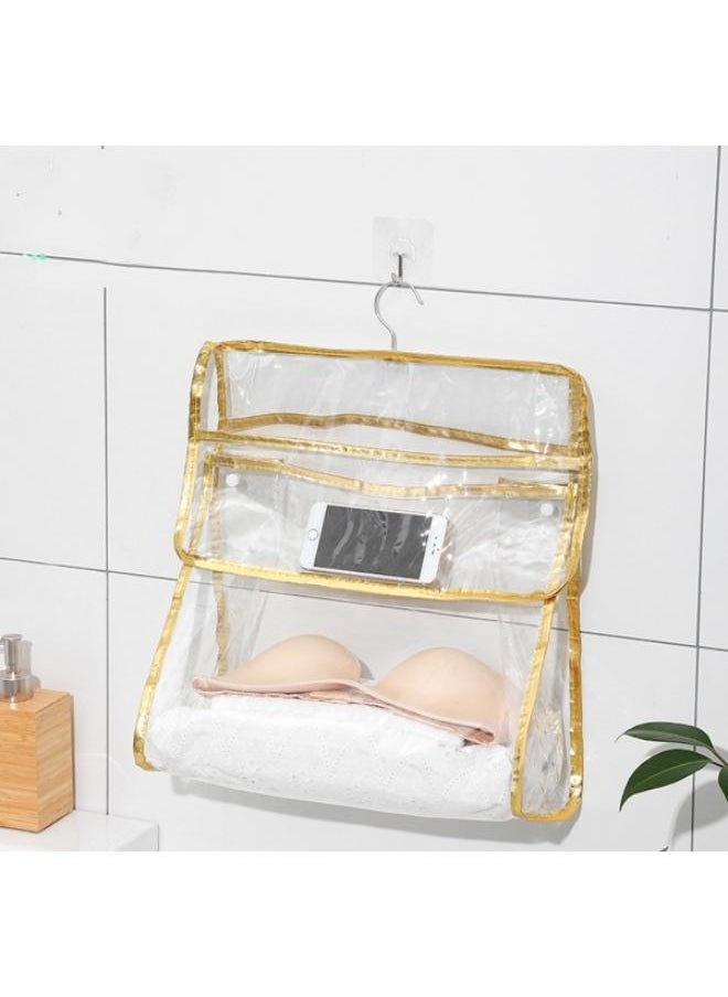 Transparent Bathroom Storage Bag Bathroom Bath Clothes Towel Storage Bag Thickened PVC Waterproof Storage Hanging Bag Size: 39*37*17cm