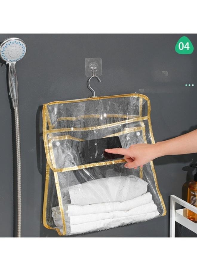 Transparent Bathroom Storage Bag Bathroom Bath Clothes Towel Storage Bag Thickened PVC Waterproof Storage Hanging Bag Size: 39*37*17cm