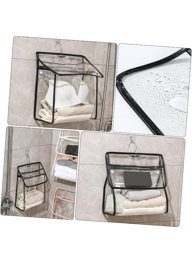 Bathroom Waterproof Bag Hanging Toiletry Bag Hanging Transparent Bag Hanging Shower Clear Clothing Storage Bags Clothing Organizer PVC Wall Hanging Size: 40*37.5*12cm