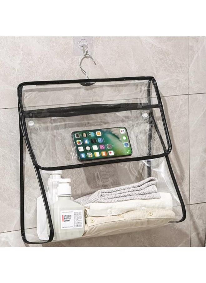 Bathroom Waterproof Bag Hanging Toiletry Bag Hanging Transparent Bag Hanging Shower Clear Clothing Storage Bags Clothing Organizer PVC Wall Hanging Size: 40*37.5*12cm