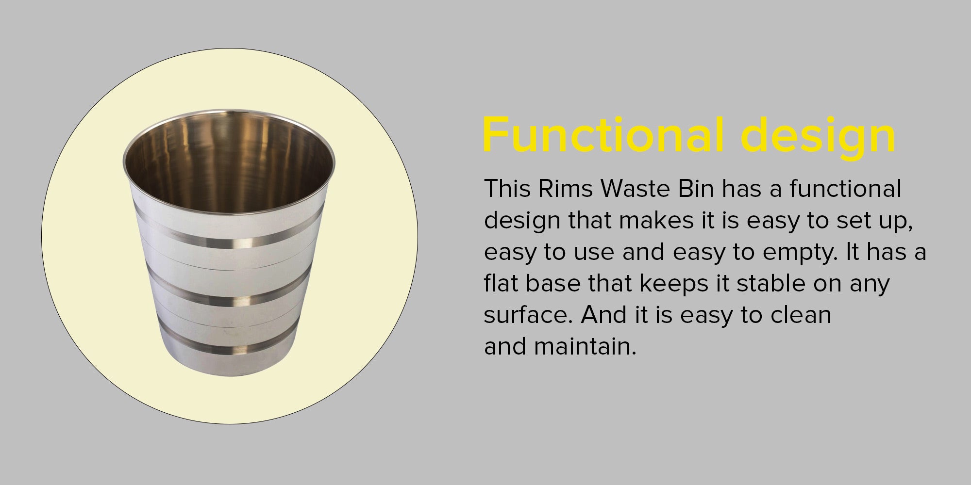 High-Quality Sturdy And Durable Environmentally Friendly Long Lasting Rims Dustbin White/Silver 9Liters