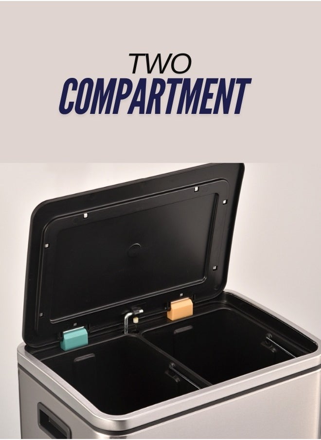 30 LTR Stainless Steel Pedal Trash Bin with Soft-Close Lid, Fingerprint-Resistant, Hands-Free Waste Disposal for Kitchen, Bathroom, and Office
