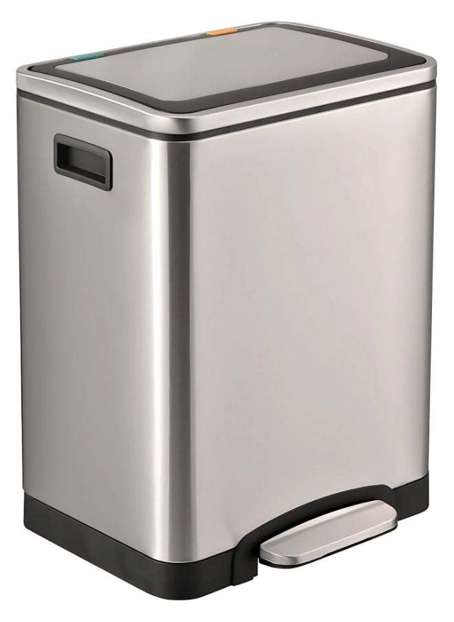30 LTR Stainless Steel Pedal Trash Bin with Soft-Close Lid, Fingerprint-Resistant, Hands-Free Waste Disposal for Kitchen, Bathroom, and Office