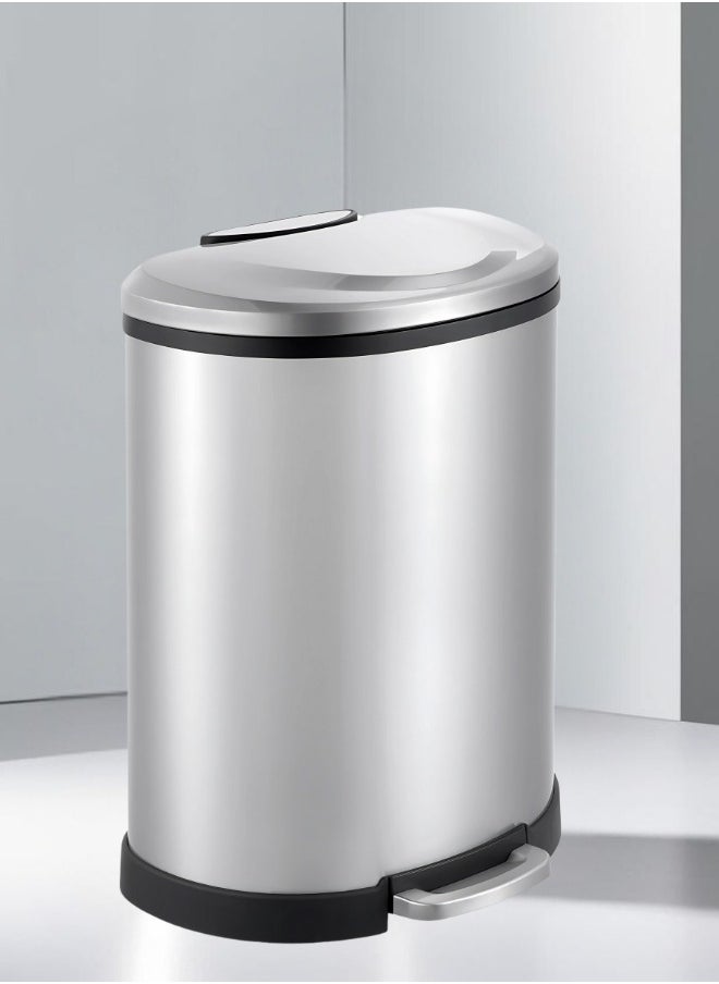 Stainless Steel Pedal Trash Bin 50 LTR with Soft-Close Lid, Fingerprint-Resistant, Hands-Free Waste Disposal for Kitchen, Office, and Bathroom