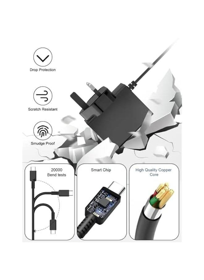 كابل شاحن لجهاز نينتندو سويتش، محول طاقة AC لجهاز سويتش لايت، الدوك، OLED، وحدة التحكم برو، قابس المملكة المتحدة 15 فولت 2.6 أمبير، دعم الشحن السريع ووضع التلفاز.