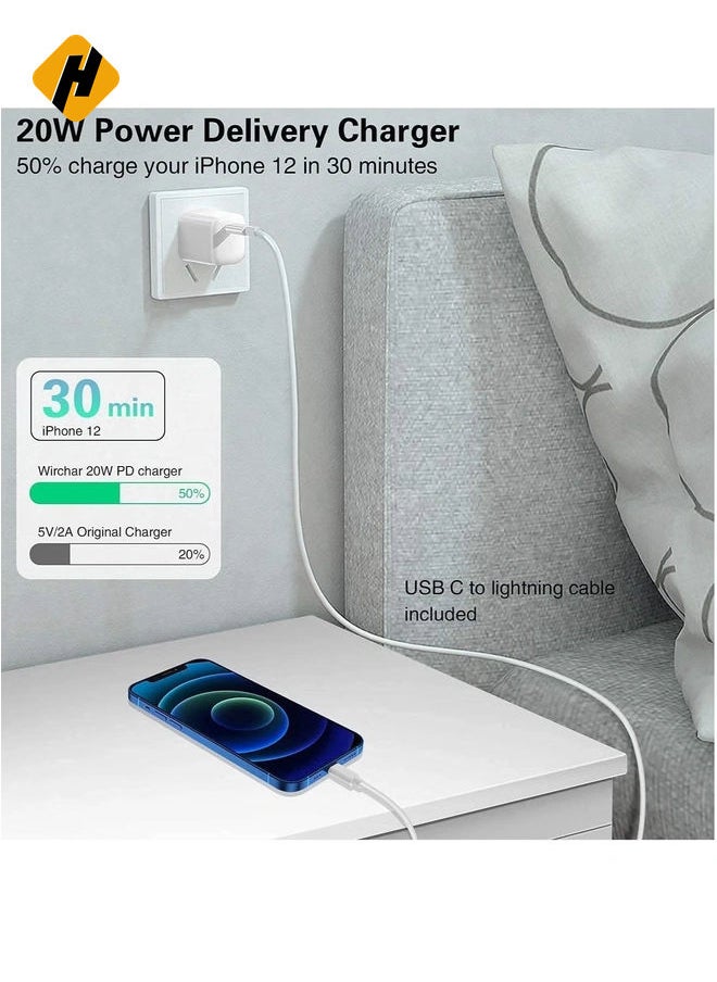 20W PD Charger for iPhone Original 20W PD Fast Type C Wall Charger with Charging Compatible Compatible with iPhone13/13 Mini Pro Max/12 Pro Max/12 Mini/11 Pro Max/Xs Max/XR/X/8Plus,iPad