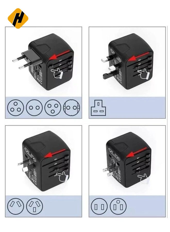 Universal Travel Adapter with 4 Ultra-Fast USB Port and 1 Ultra-Fast USB Type C Port and Power Socket