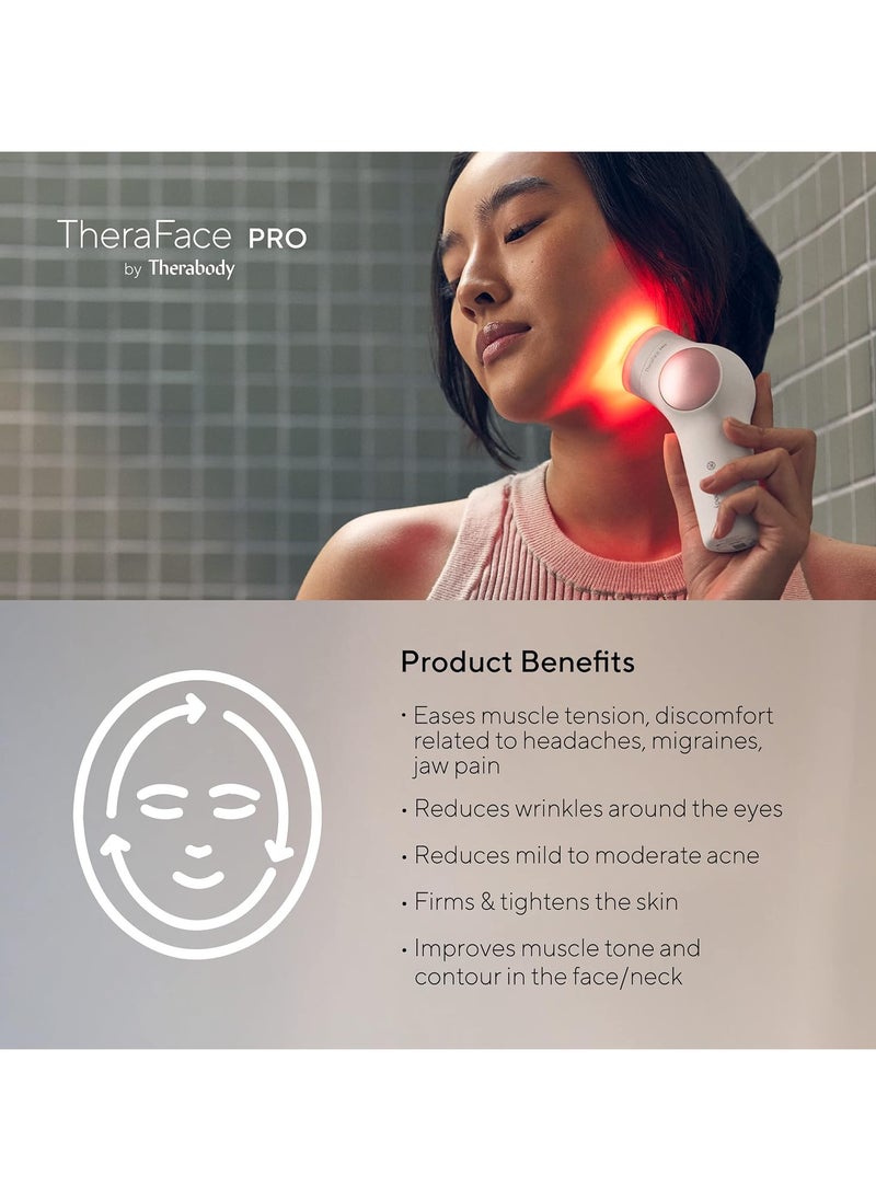 TheraFace PRO - Handheld Facial Massage Device - Compact Electric Face and Skin Care Therapy Tool - 8-in-1 Treatment with Microcurrent and LED Light Therapy Rings for Ultimate Personal Beauty, White