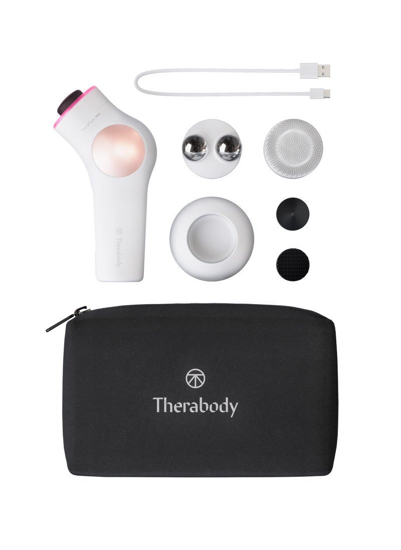 TheraFace PRO - Handheld Facial Massage Device - Compact Electric Face and Skin Care Therapy Tool - 8-in-1 Treatment with Microcurrent and LED Light Therapy Rings for Ultimate Personal Beauty, White