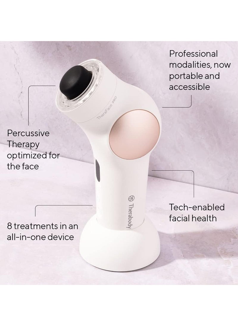 TheraFace PRO - Handheld Facial Massage Device - Compact Electric Face and Skin Care Therapy Tool - 8-in-1 Treatment with Microcurrent and LED Light Therapy Rings for Ultimate Personal Beauty, White