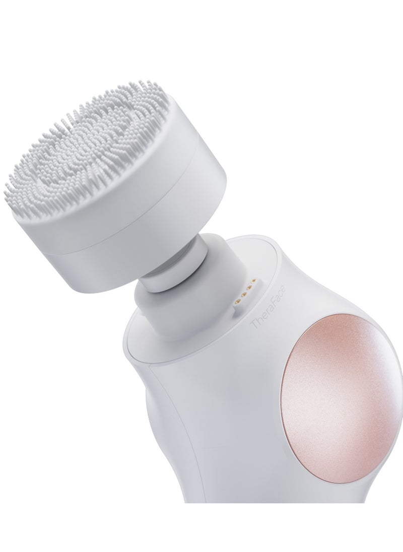 TheraFace PRO - Handheld Facial Massage Device - Compact Electric Face and Skin Care Therapy Tool - 8-in-1 Treatment with Microcurrent and LED Light Therapy Rings for Ultimate Personal Beauty, White