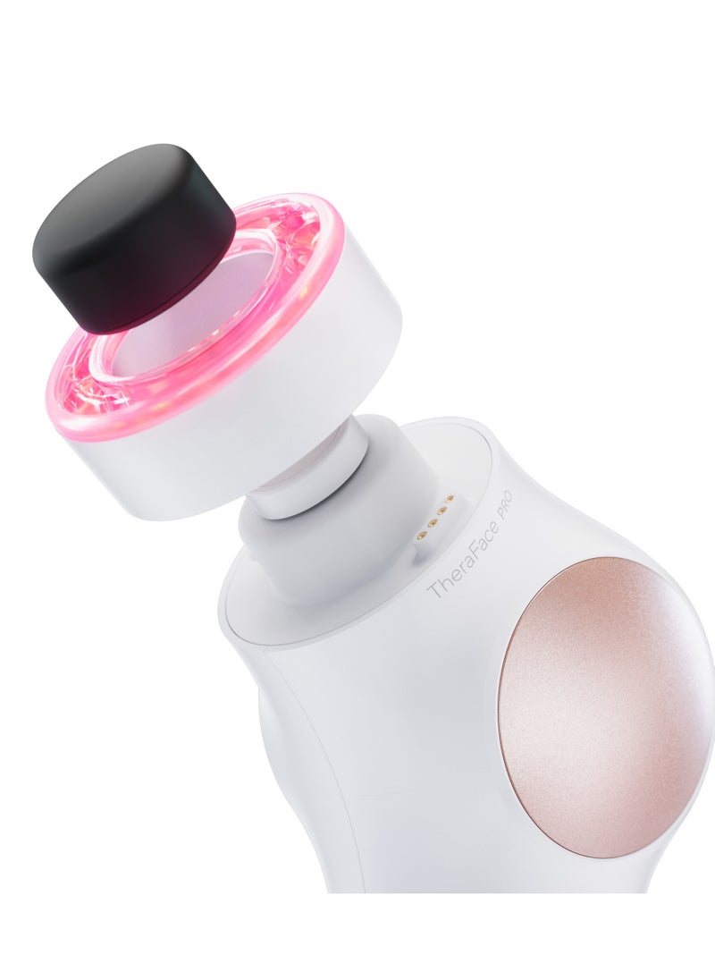 TheraFace PRO - Handheld Facial Massage Device - Compact Electric Face and Skin Care Therapy Tool - 8-in-1 Treatment with Microcurrent and LED Light Therapy Rings for Ultimate Personal Beauty, White