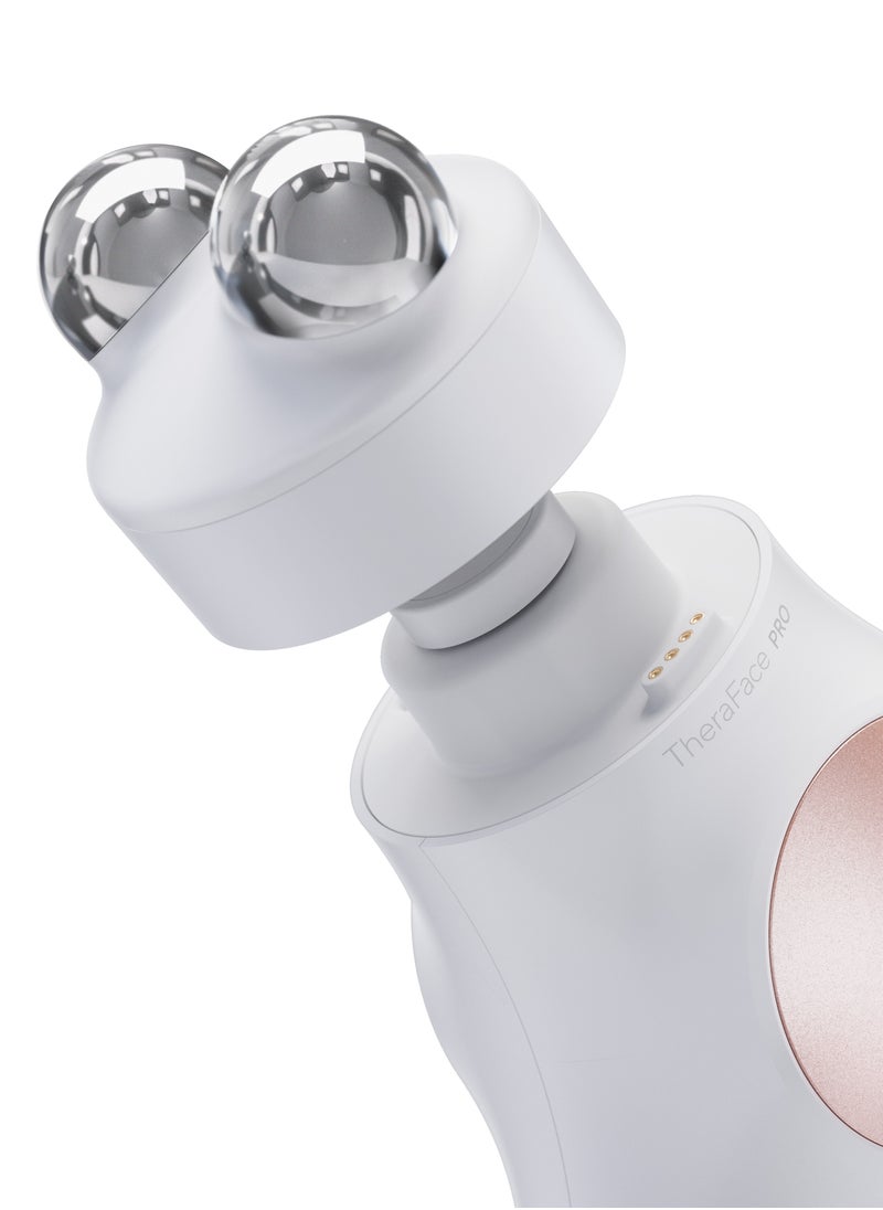 TheraFace PRO - Handheld Facial Massage Device - Compact Electric Face and Skin Care Therapy Tool - 8-in-1 Treatment with Microcurrent and LED Light Therapy Rings for Ultimate Personal Beauty, White