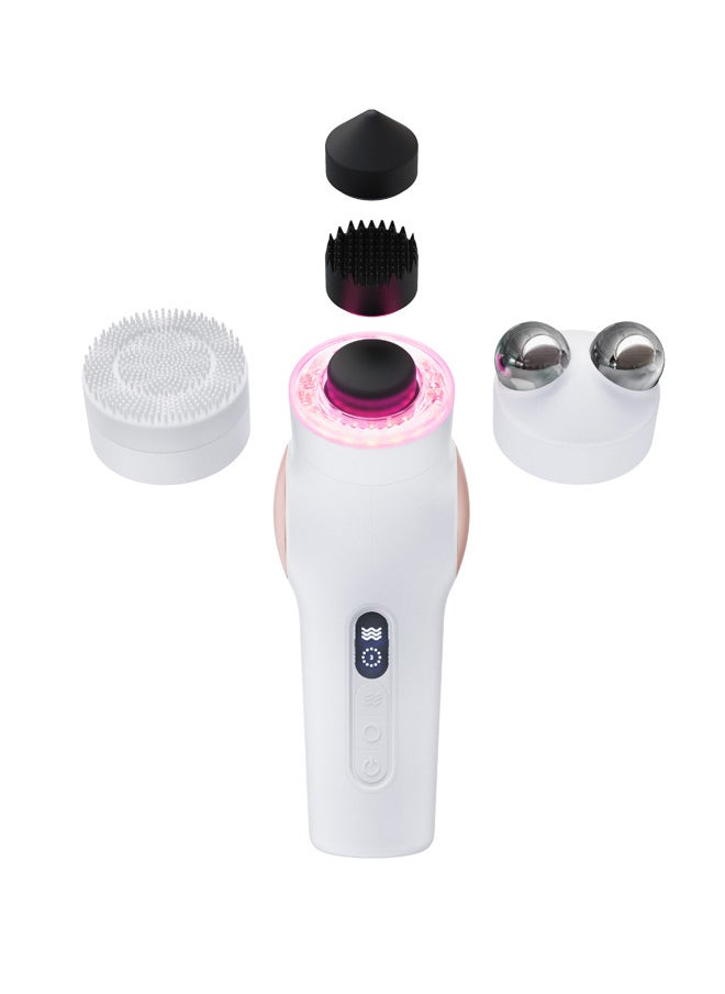 TheraFace PRO - Handheld Facial Massage Device - Compact Electric Face and Skin Care Therapy Tool - 8-in-1 Treatment with Microcurrent and LED Light Therapy Rings for Ultimate Personal Beauty, White