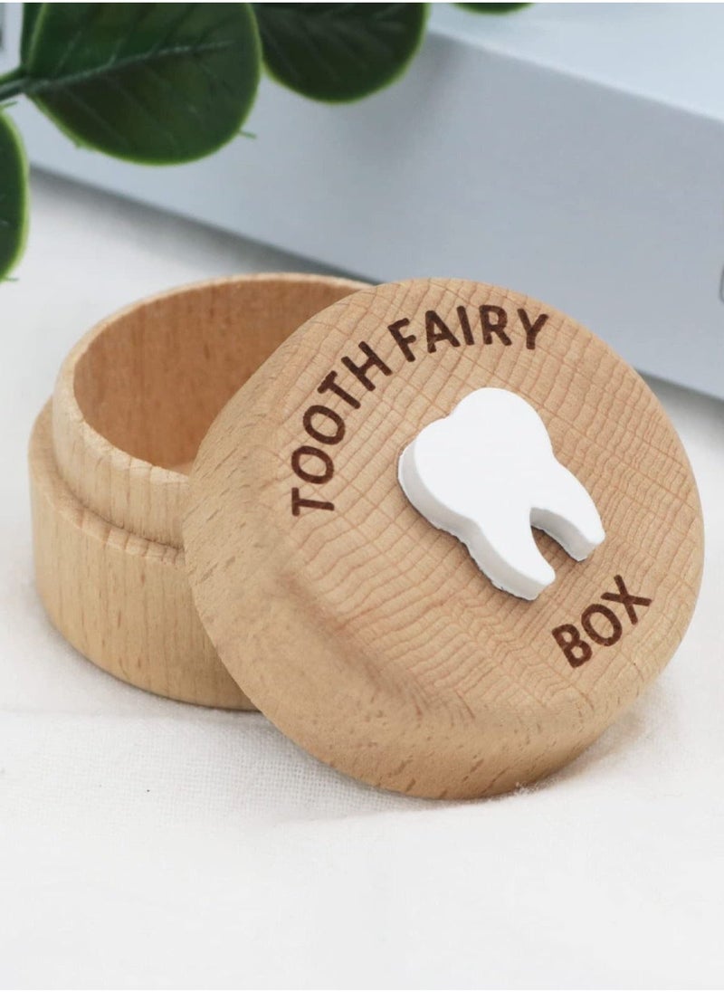 Tooth Fairy Box for Kids Keepsake, Baby Tooth Holder, Wooden Saver Organizer, Storage Box for Baby, Toddlers, Boys, Girls, Lost Teeth Birthday Present