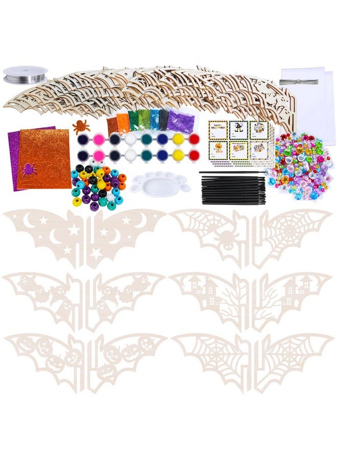 24 Sets Halloween Crafts Bat Crafts Diy Halloween 3D Bat Craft Kits Unfinished Paintable Wood Bat Halloween Crafts For Kids Classroom Activities Art Project Halloween Decorations Party Favors