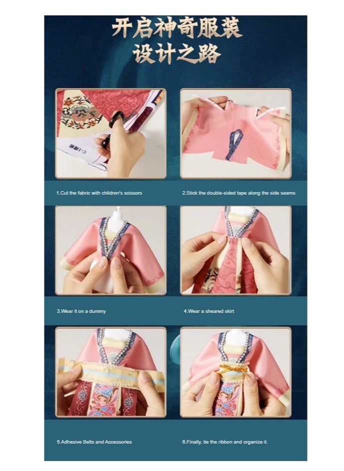 China Hanfu Dressing Doll Clothing Designer Handmade DIY Material Kit Birthday Gift for Girls Hanfu Design - Purple Chinese Traditional Formal Dress Clothing Toy Educational Cuteness Trendy New Fashion Popular Beautiful Festival Children's Character Creative Classical Traditional Tang Style Beauty [Can make 5 sets of formal dresses at the same time]