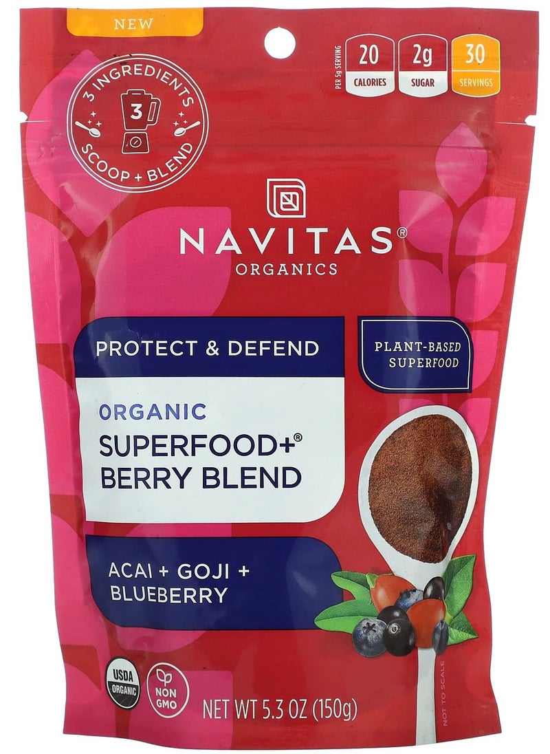 Organic Superfood+ Berry Blend, Acai + Goji + Blueberry, 5.3 oz (150 g)