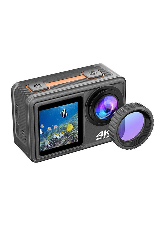 4K 24MP Dual Screen Sport Camera DV Camcorder 2.0 Inch Screen 170° Wide Angle EIS 40m Waterproof WiFi with Macro Lens Remote Control for Outdoor Sports