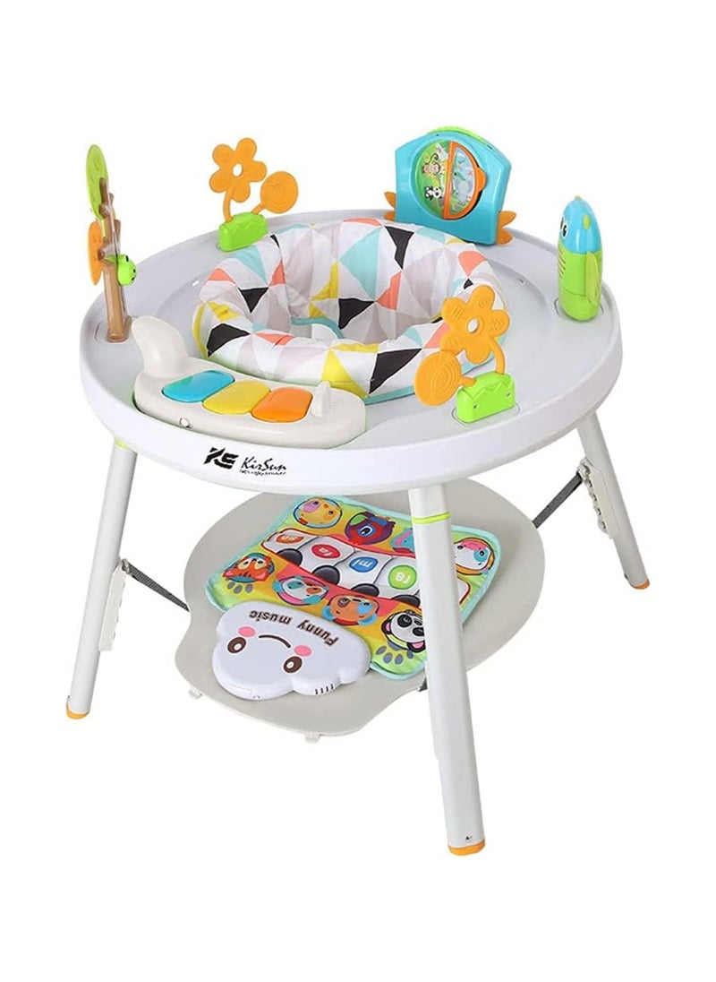 Baby Activity Center Interactive Play Center with 3-Stage Grow-with-Me Functionality, Explore & More,Standing,Exersaucer,Walkers,Jumperoo (White)