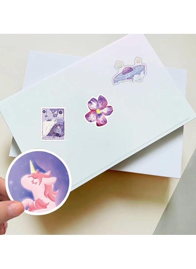 Cute Purple Stickers, Kawaii Waterproof Stickers Funny Aesthetic Stickers Water Bottles Laptop Stocking Stuffer Sticker Packs Purple Stickers Laptop Computer Stickers for Kids Teens Girls (100 Pcs)