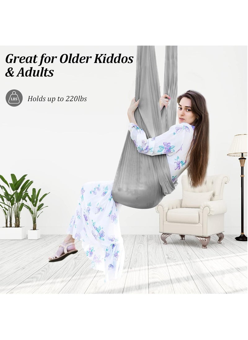 Kids Indoor Sensory Swing (Hardware Included), Provides Calmness and Relaxation for Children with Special Needs, Sensory Swing Indoor Kids Adjustable Hammock Great for ADHD, Autism, Indoor Therapeutic Swing - Gray