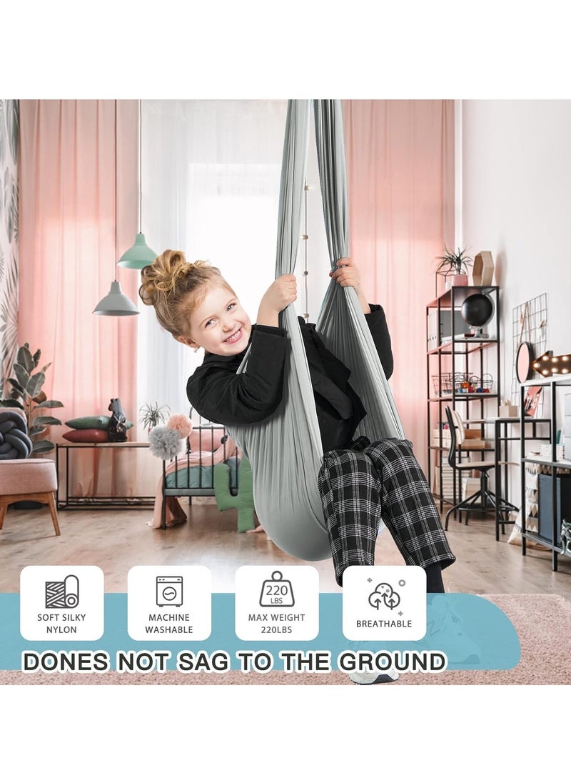 Kids Indoor Sensory Swing (Hardware Included), Provides Calmness and Relaxation for Children with Special Needs, Sensory Swing Indoor Kids Adjustable Hammock Great for ADHD, Autism, Indoor Therapeutic Swing - Gray